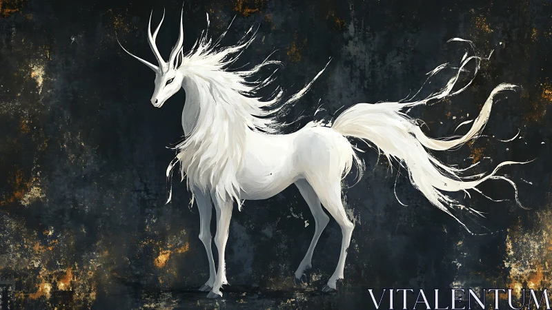 Moonlit storm unicorn pauses mid-gallop between worlds