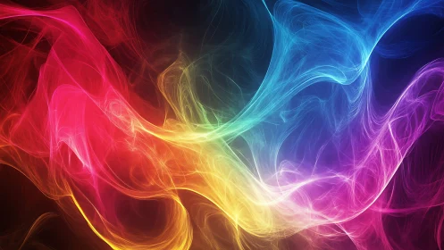 Colorful swirling light waves in a dreamy abstract dance.