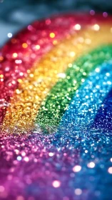 Glitter drenched rainbow arc sparkling like cosmic confetti.