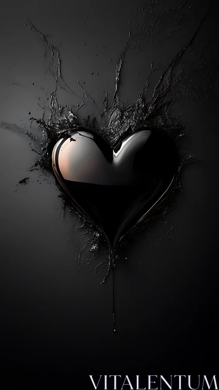 Black Heart Shattering with Dynamic Liquid Splash