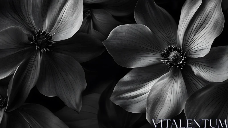Monochromatic Cosmos: Delicate Petals Against Obsidian Void.