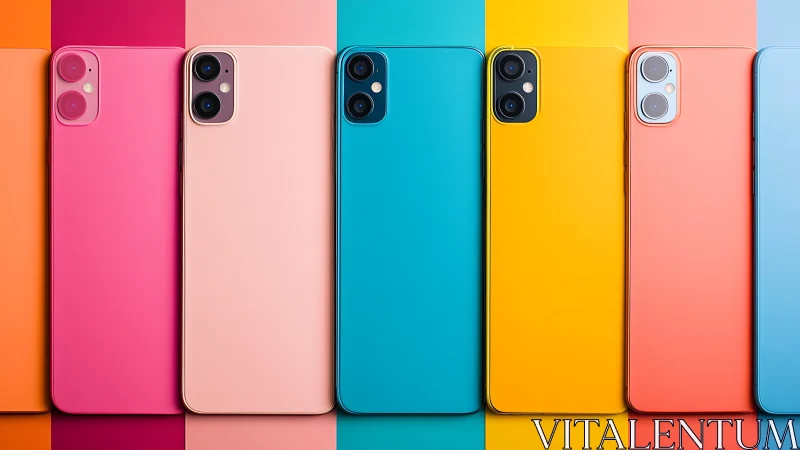 Color-block smartphone backs in bold vertical lineup.