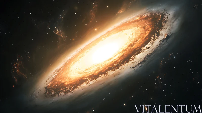 Blazing galactic core spirals through deep cosmic night.