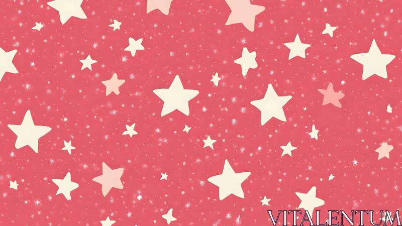 Cream stars scatter across textured coral pink night sky