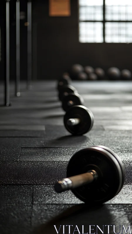 Quiet gym barbell row inviting your next focused workout.
