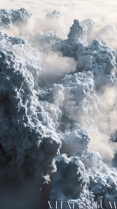 Volumetric cloud cliffs rendered as sculpted atmospheric masses