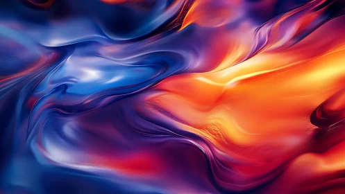 Liquid neon waves in flowing blue and orange motion.