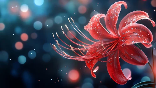 Red Lily with Water Droplets.