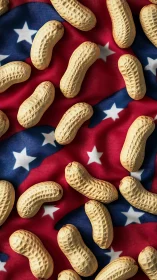 Peanut shells are arranged over a stylized star flag
