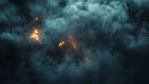 Cosmic Drama: A Celestial Dance of Fire and Shadow