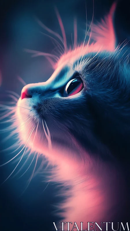 Neon Cat Portrait with Ethereal Glow.