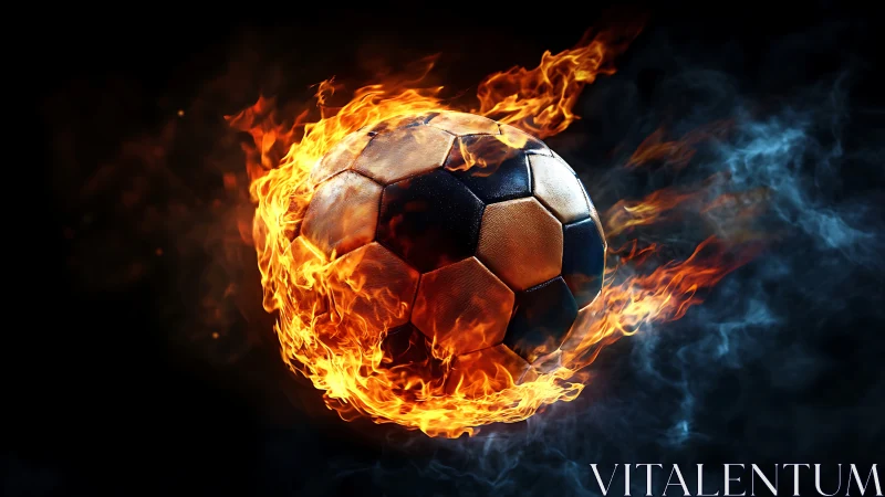 Incandescent soccer ball wrapped in dynamic volumetric fire plume