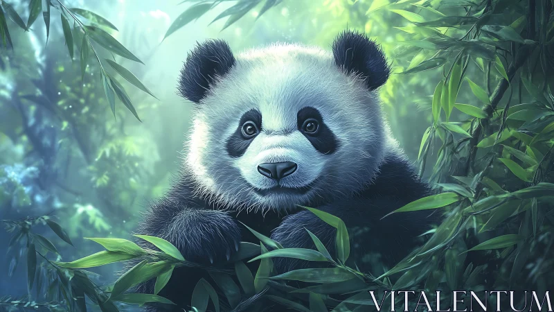 Digital rendering depicts panda positioned amid dense bamboo