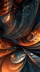 Glowing cosmic swirls of blue and orange unfolding gently.