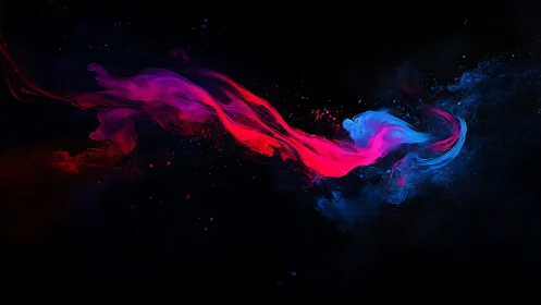 Vivid magenta and cyan paint streaks on black background.