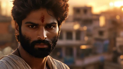 Sunlit close-up portrait with shallow depth and warm tonal range