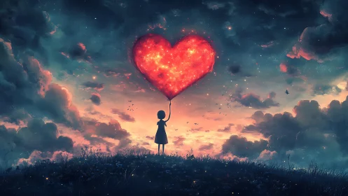 Holding Hope's Glowing Heart in the Sky