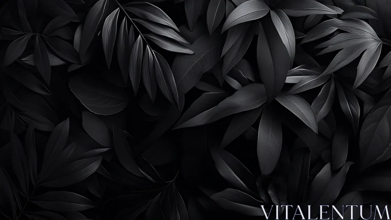 Monochrome tropical foliage pattern in low key lighting.
