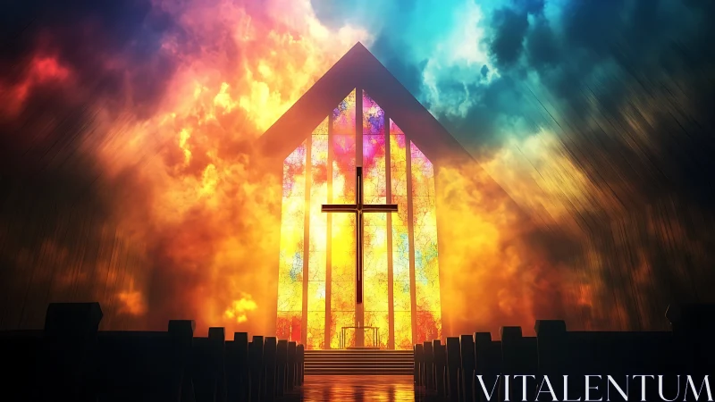 Cathedral of firelight where stained glass devours dusk.