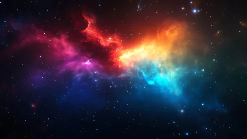 Multicolor gaseous nebula structure extends across star field