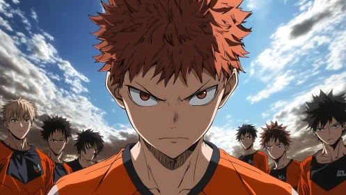 Intense anime volleyball captain leads a united, focused team.