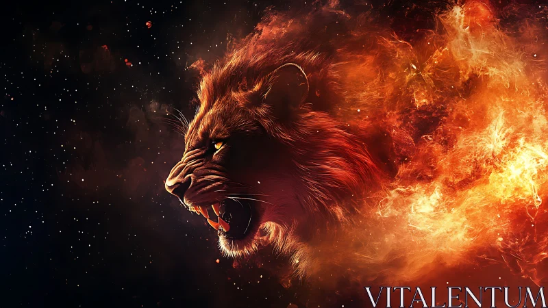 Stellar fire-lion roars galaxies into swirling ember storms