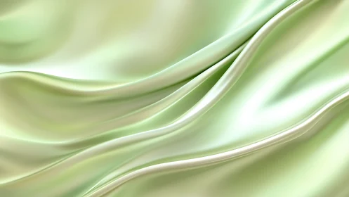Soft green satin folds form continuous diagonal draped bands