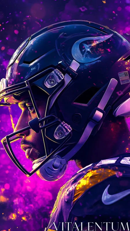 Electric helmet dreams ignite under neon sideline storms