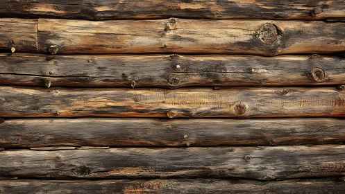 Knotted log cabin wall whispering warm woodland stories.