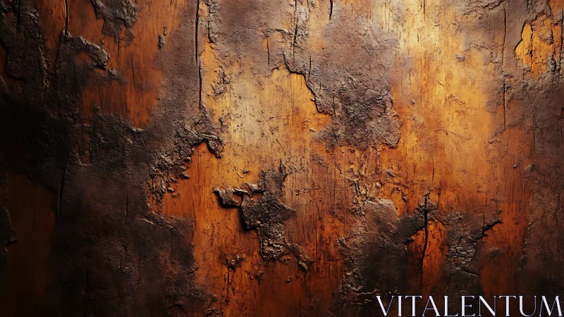 Weathered wooden surface glows with deep rustic texture