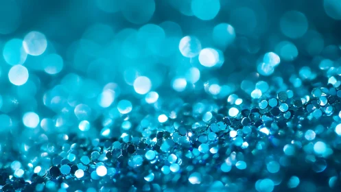 Sparkling Blue Glitter Close-Up With Soft Bokeh Background.