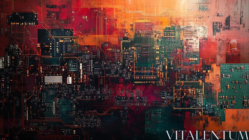 Circuit metropolis glows in layered neon heat and shadow