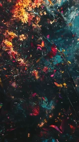 Nebula garden of ember-winged butterflies in flight.