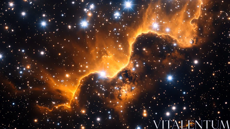 Stellar nebula region with dense starfield and bright gas edge.