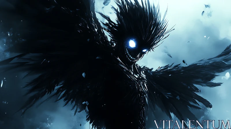 Grinning voidwing harbinger with stormlit crystal eyes.