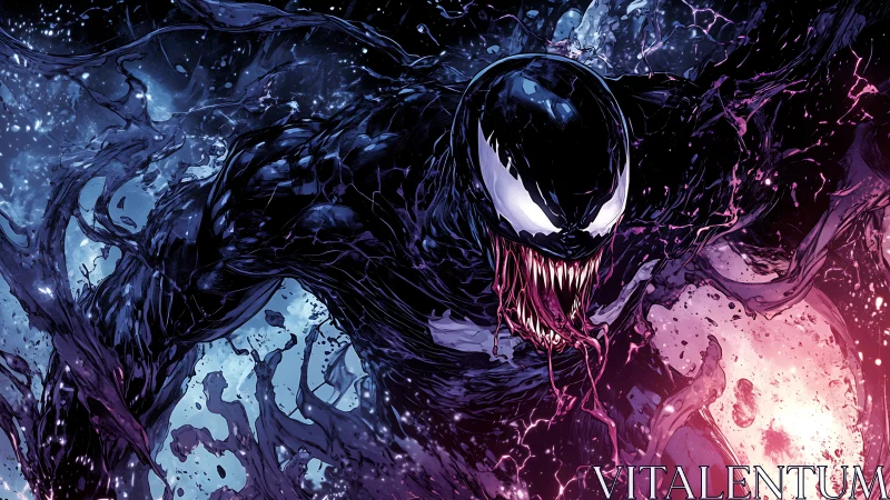 Midnight symbiote storm lunges from cosmic ink tide.