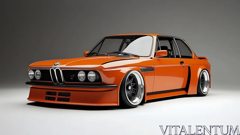 Bold orange classic coupe glowing with low-slung attitude.