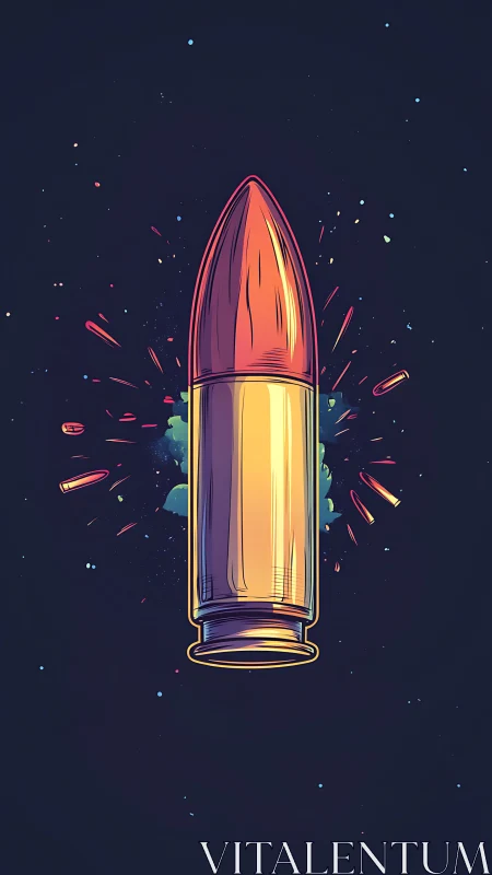 Galactic bullet totem glows against a midnight cosmos.