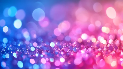 Vibrant Bokeh Lights in Blue and Pink Abstract Glitter Background.