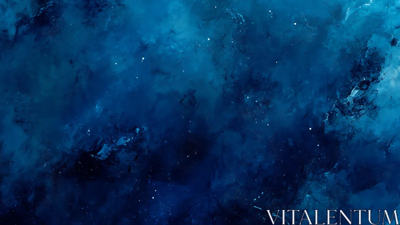 Deep blue abstract nebula texture with scattered light points.