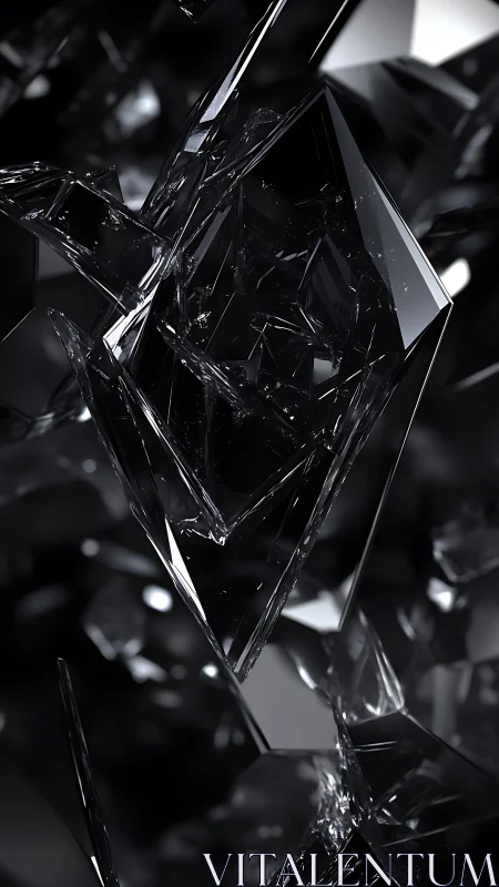 Gleaming midnight crystals caught in tangled reflections.