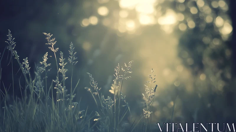 Backlit grass stems in shallow focus outdoor scene.
