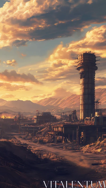 Sunlit desert outpost rising quietly beneath glowing clouds.