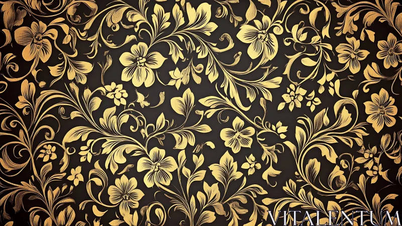 Gold floral ornamental pattern on dark decorative background.