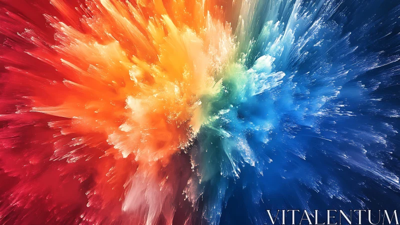 Vibrant Explosion of Colorful Paint in Abstract Digital Art Style.