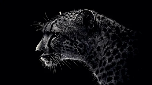 Moonlit whisker constellation on a shadowborn cheetah profile.