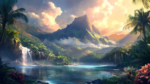 Paradise Valley Waterfall at Golden Hour.