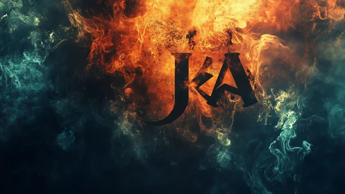 Iska Logo: Fire and Ice Elements Collision.