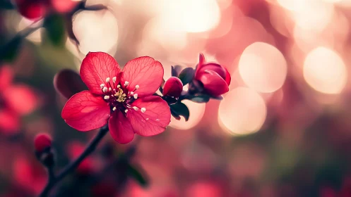 Vibrant Pink Cherry Blossoms Dance in Soft Light