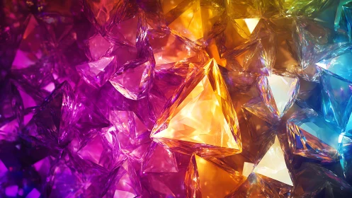 Prismatic crystal shards glow in vivid rainbow refractions.